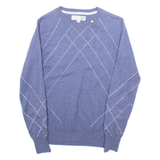 LYLE & SCOTT Womens Patterned Jumper Blue Argyle Tight Knit S