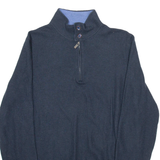 MASSIMO DUTTI Mens Jumper Blue 1/4 Zip Tight Knit XL