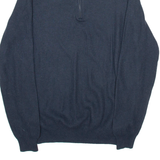 MASSIMO DUTTI Mens Jumper Blue 1/4 Zip Tight Knit XL