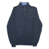 MASSIMO DUTTI Mens Jumper Blue 1/4 Zip Tight Knit XL
