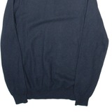 MASSIMO DUTTI Mens Jumper Blue 1/4 Zip Tight Knit XL