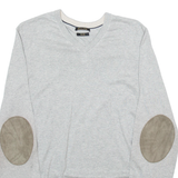 MASSIMO DUTTI Womens Jumper Grey V-Neck Tight Knit L