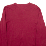 TOMMY HILFIGER Mens Jumper Red V-Neck Tight Knit L