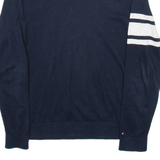 TOMMY HILFIGER Mens Jumper Blue Tight Knit 3/4 Sleeve Wool M
