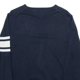 TOMMY HILFIGER Mens Jumper Blue Tight Knit 3/4 Sleeve Wool M