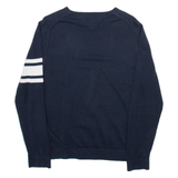 TOMMY HILFIGER Mens Jumper Blue Tight Knit 3/4 Sleeve Wool M