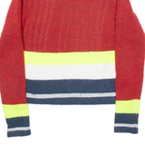 TOMMY HILFIGER Mens Patterned Jumper Red Striped Tight Knit Wool S