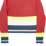 TOMMY HILFIGER Mens Patterned Jumper Red Striped Tight Knit Wool S