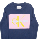 CALVIN KLEIN JEANS Womens Patterned Jumper Purple Crazy Pattern Wool S