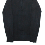 DKNY Womens Jumper Black 1/4 Zip Tight Knit S