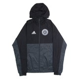 ADIDAS Eugene Timbers Mens Rain Jacket Black USA Hooded Colourblock S
