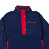 CHAMPION Mens Fleece Blue Button Neck L