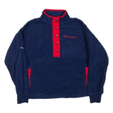 CHAMPION Mens Fleece Blue Button Neck L