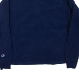 CHAMPION Mens Fleece Blue Button Neck L