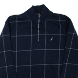 NAUTICA Mens Patterned Jumper Blue 1/4 Zip Tight Knit XL