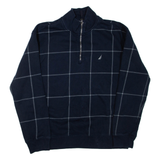 NAUTICA Mens Patterned Jumper Blue 1/4 Zip Tight Knit XL