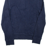 TOMMY HILFIGER Mens Jumper Blue Button Neck Tight Knit S