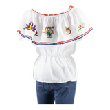 SUGARHILL Butterfly Design Womens Vests Blouse Blue Sleeveless Crazy Pattern M