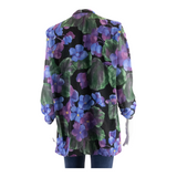 Womens Blouse Black V-Neck 3/4 Sleeve Floral M