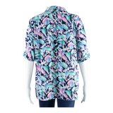 Womens Shirt Blue Collared Crazy Pattern M