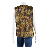 SEIDEL MODEN Womens Waistcoat Brown V-Neck Sleeveless Viscose Crazy Pattern M