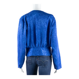 FARADAY Womens Wrap Blouse Blue V-Neck Long Sleeve S