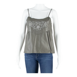 Leather Look Womens Camisole Vest Grey Sleeveless S