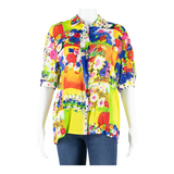 CITY LOOKS Womens Shirt Green Collared Crazy Pattern M