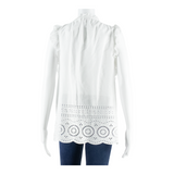 Womens Blouse Vest White V-Neck Sleeveless S