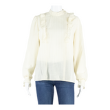 Womens Blouse Cream Long Sleeve Striped M