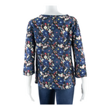 COMPTOIR DES COTONNIERS Womens Blouse Blue Long Sleeve Silk Crazy Pattern S
