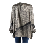 Womens Printed Blouse Brown V-Neck Long Sleeve Geometric M