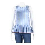 TOMMY HILFIGER Womens Smock Vest Blue Sleeveless Striped S