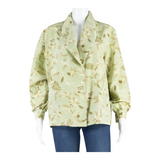LADY RENOWN Womens Printed Waistcoat Green Long Sleeve Silk Floral S