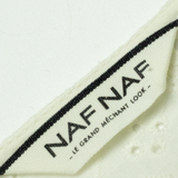 NAF NAF Womens Smock Blouse White V-Neck Long Sleeve Fair Isle S