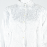 Womens Cropped Shirt White Collared Long Sleeve L