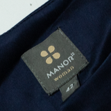 MANOR Womens Blouse Blue Long Sleeve Silk S