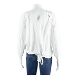G-STAR RAW Womens Blouse White V-Neck Long Sleeve M