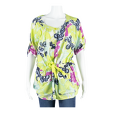 WEILL Womens Printed Blouse Green Crazy Pattern L