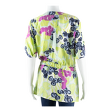 WEILL Womens Printed Blouse Green Crazy Pattern L