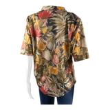 Womens Printed Blouse Brown V-Neck Floral L