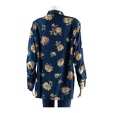 Womens Printed Shirt Blue Long Sleeve Floral L