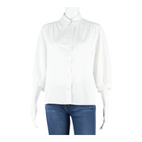Womens Printed Blouse White 3/4 Sleeve Check L