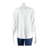 Womens Printed Blouse White 3/4 Sleeve Check L