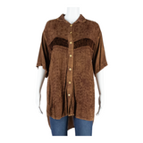 Womens Printed Shirt Brown Floral L