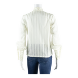 Womens Printed Blouse White Long Sleeve Striped M