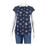 CLUB MONACO Womens Printed Blouse Blue Floral S
