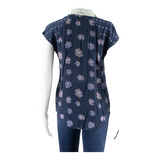 CLUB MONACO Womens Printed Blouse Blue Floral S