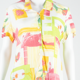 Womens Printed Blouse Pink V-Neck Floral S