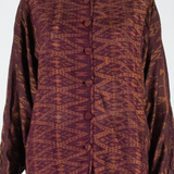 Womens Printed Blouse Maroon Long Sleeve Crazy Pattern XL